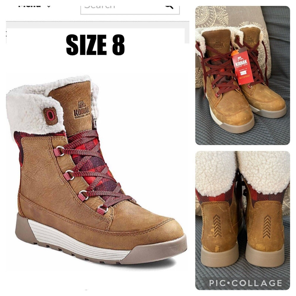 Kodiak women's winter Rosseau Tan lace up boots Size US 8 waterproof